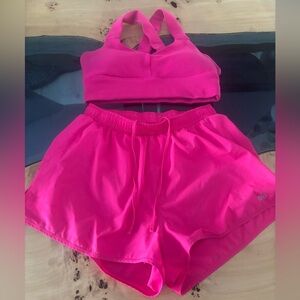alo yoga bundle - pink shorts and pink sports Bra